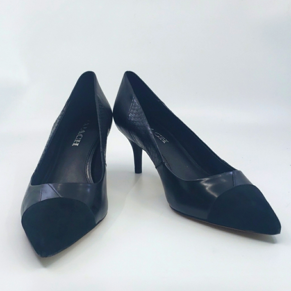 Coach Black Suede pointed leather pumps